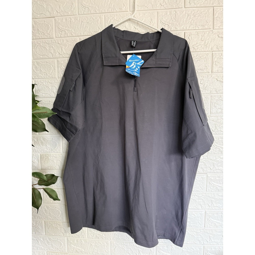 MagcoMsen Tactical Shirt Mens XL Gray Solid Cotton Blend Short Sleeve AXWX